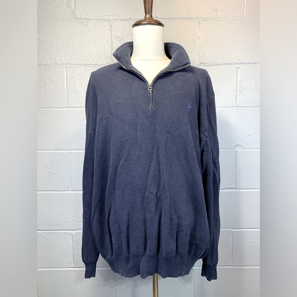 Polo Ralph Lauren Men's 1/4 Zip Cotton Pullover Size 4XLT Navy Blue - Picture 1 of 5